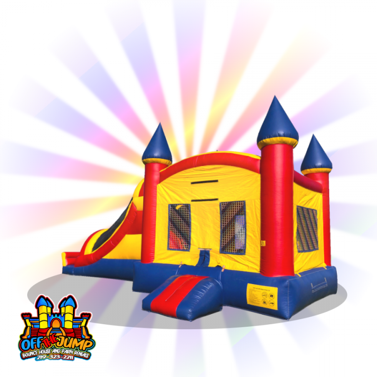 Retro Rainbow Bounce House & Slide Combination