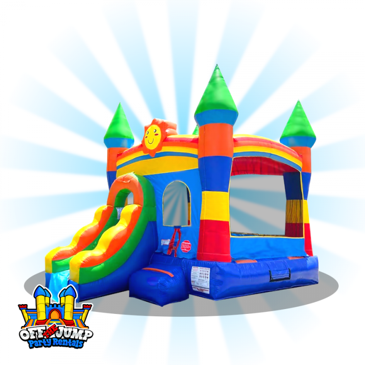 Rainbow Smile Bounce House With Slide