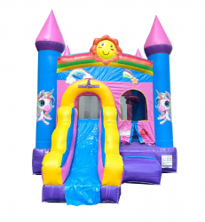 xco pbpnkusf hb front 1 1 1714717602 Unicorn Bounce House with Slide