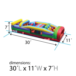 30 foot inflatable obstacle course retro 7 element dimensions 1736 1 (NEW!) 30ft Retro Obstacle Course (Half Lane)