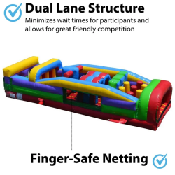 30 foot inflatable obstacle course retro 7 element graphic2 173692 1 (NEW!) 30ft Retro Obstacle Course (Half Lane)