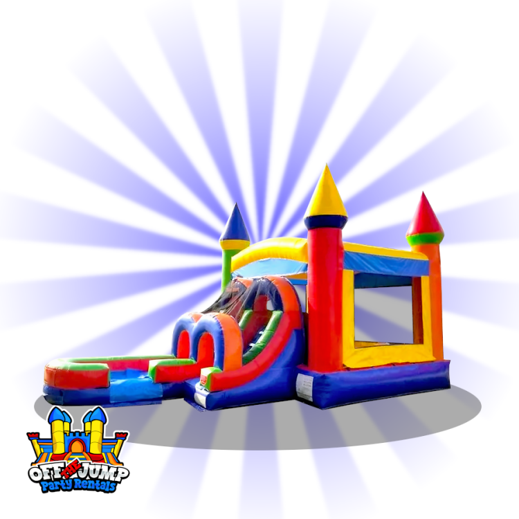 Modern Rainbow Bounce House & Slide Combination