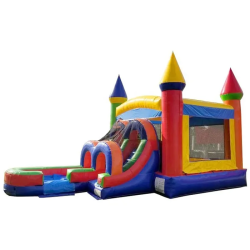 inflatable bounce house water slide kids rainbow2 1736818583 Modern Rainbow Bounce House & Slide Combination