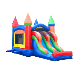 xco drnb 3qtr 1 1 1736911091 Rainbow Bounce House & Slide Combination (Dry)