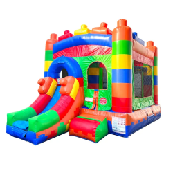 xco pbblock hb 3qtr 1 4 1736818388 Block Bounce House & Slide Combination