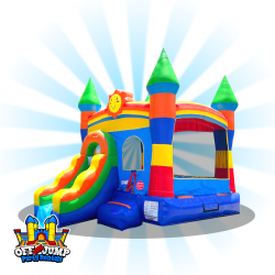 (NEW) Rainbow Smile Bounce House With Slide