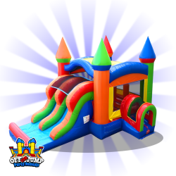 Modern Rainbow Bounce House & Slide Combination